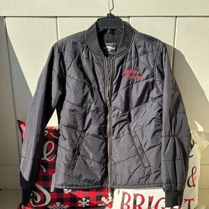 Women's Harley-Davidson Silver Wing Script Font Black Quilted Jacket Size SM